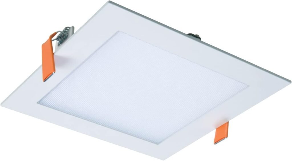 HALO 6 inch Square Recessed LED Ceiling  Shower Light – Canless Ultra Thin Downlight– 2700K/3000K/3500K/4000K/5000K Selectable– White