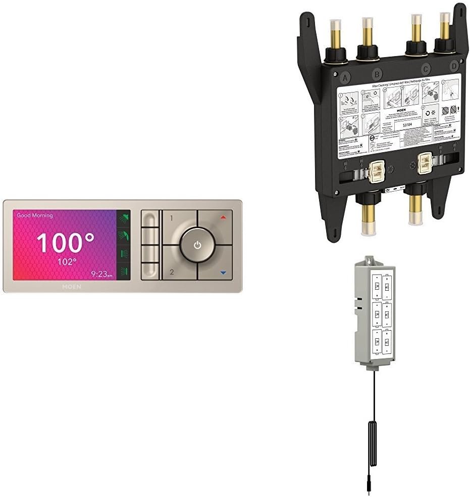 Moen Terra Beige Smart Shower 4-Outlet Digital Shower System Controller for Thermostatic Shower Valve, TS3304TB
