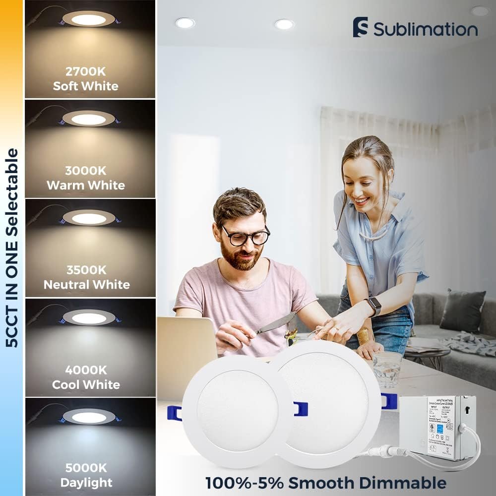 Sublimation 4 Packs 3 Inch Gimbal Led Recessed Light with Junction Box 10w,Waterproof recessed Lights for Shower,3 Colors Adjustable,Suitable for Bathroom,Parlor,Bedroom,Kitchen,Balcony
