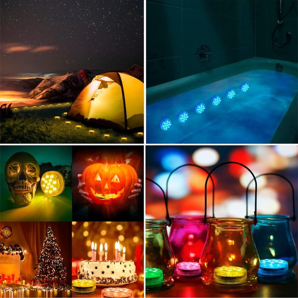 LOFTEK Magnet Submersible LED Lights with Suction Cups, Remote (RF),IP68 Full Waterproof Bathtub 13 Color Changing Battery Underwater for Bathtub, Shower,Hot Tub, Spa, Party