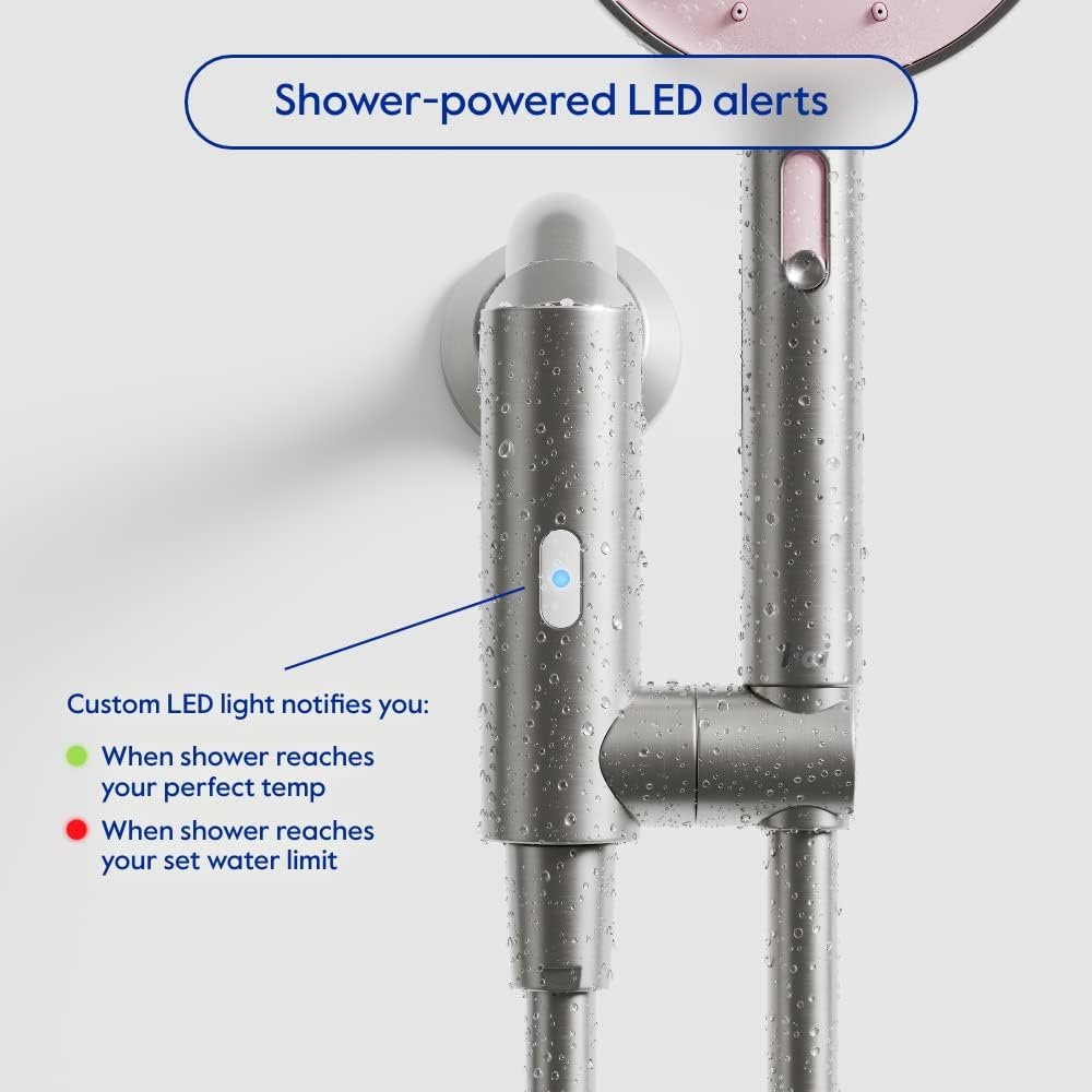 Smart Shower Head, Bluetooth Handheld Water Saving Showerhead with Adjustable High Pressure to Spa-Like Mist, Stainless Steel, Easy Installation, Customizable LED Lights, Moon, 1.8 GPM