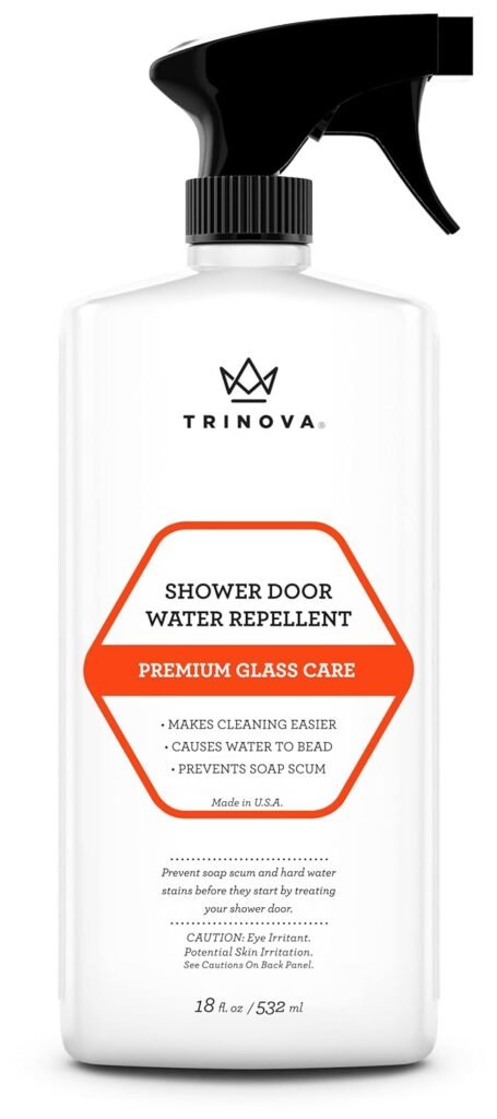 TriNova Shower Door Protectant - Glass Water Repellent - Shower Door Glass Sealant - Causes Water Beading - Prevents Soap Scum and Hard Water Buildup - 18 fl oz
