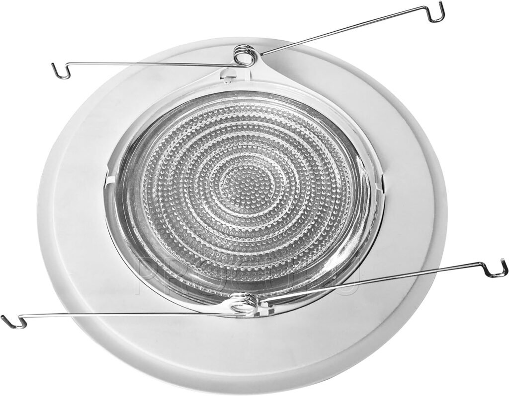 6-Inch White Metal Shower Can Light Trim with Fresnel Glass for Wet Locations (White, 1-Pack)