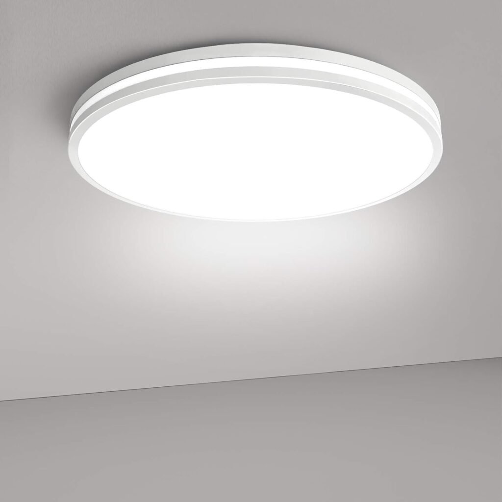 Airand Ceiling Light Fixture LED Flush Mount Daylight White 10.2inch Surface Mount Waterproof Ceiling Light LED Round Modern Ceiling Lamp for Shower Dining Living Room Bedroom Kitchen 20W 5000K
