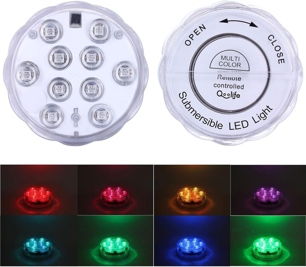 Submersible LED Lights Remote Control Battery Powered, RGB Multi Color Changing Waterproof Light for Pool, Vase Base, Spa, Aquarium, Pond, Hot Tub, Decoration, Party, Set of 1