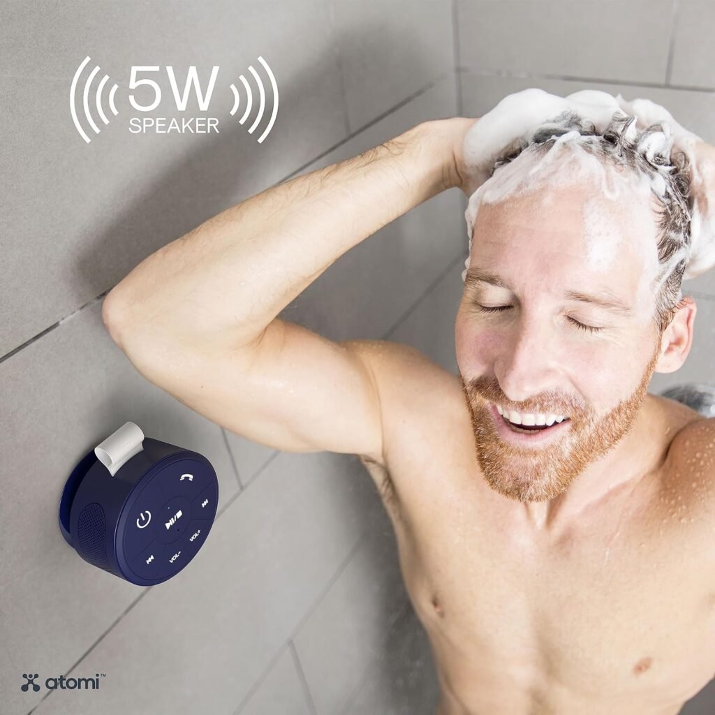 Atomi Bluetooth Shower Speaker: Water-Resistant with Hands-Free Call Answering