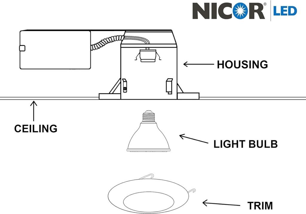 NICOR Lighting 6 inch Nickel Recessed Shower Trim with Albalite Lens (17505NK)