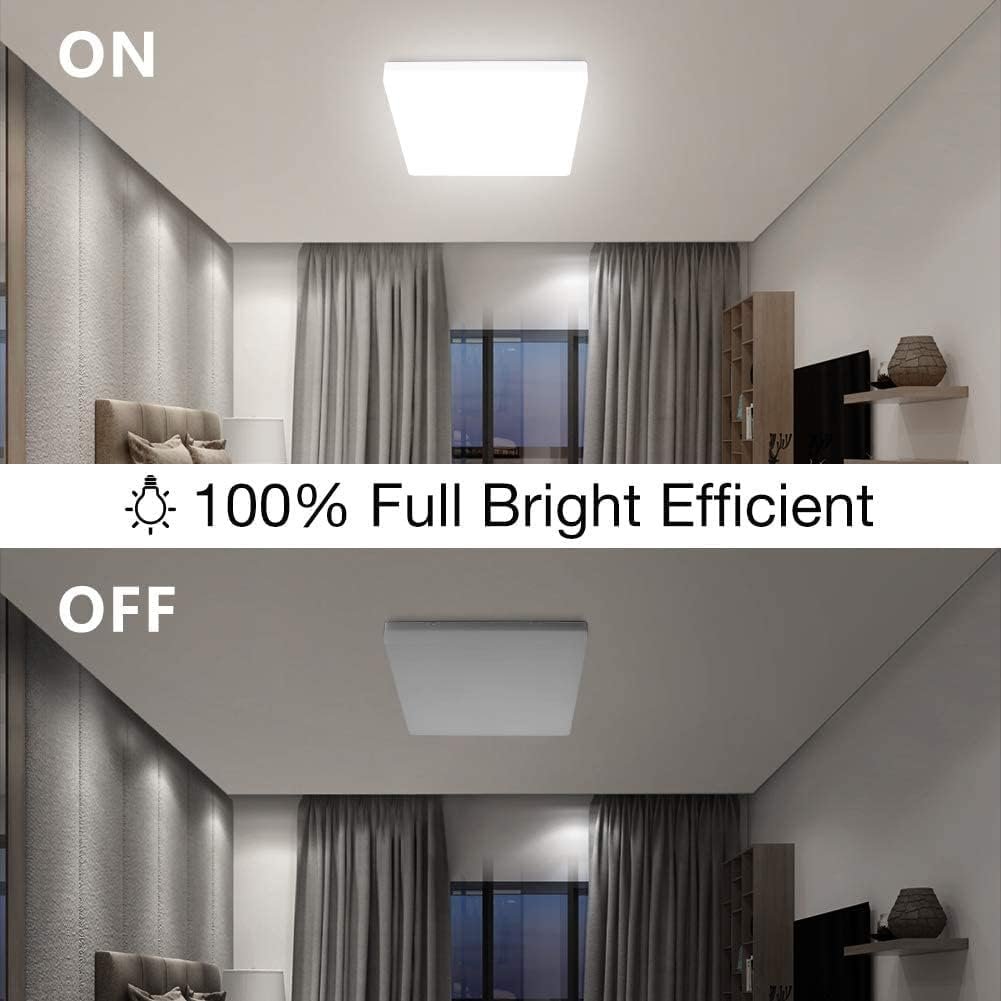 OOWOLF 25W 5000K LED Flush Mount Ceiling Light Fixture Ultra Slim, 12inch Waterproof Bathroom Square LED Ceiling Lamp Fixture Without Flicker, 85Ra+ Daylight White for Kitchen Bedroom Hallway Office