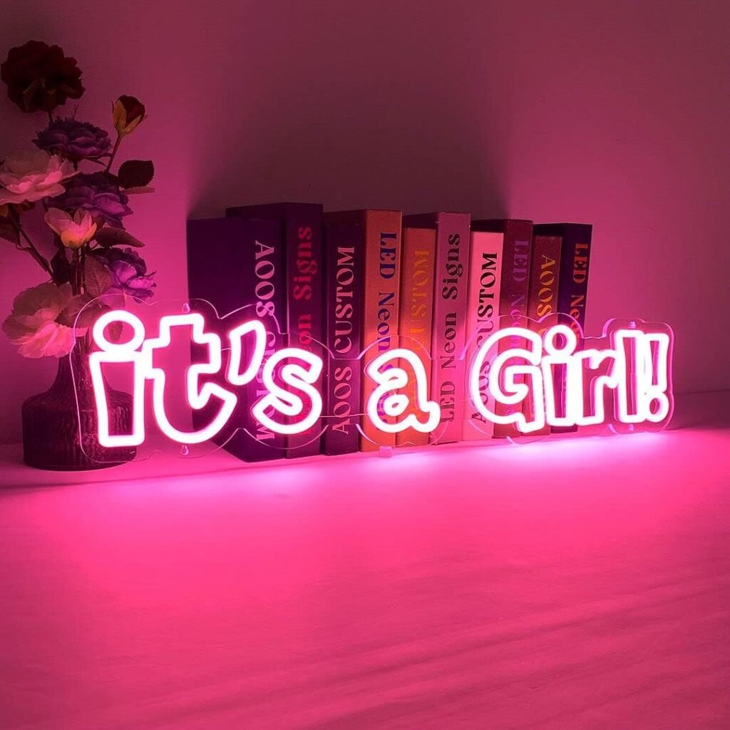 Its a Girl LED Neon Sign for Baby Shower Party, Eye-Catching Design with Energy Efficient Lighting, Easy to Install