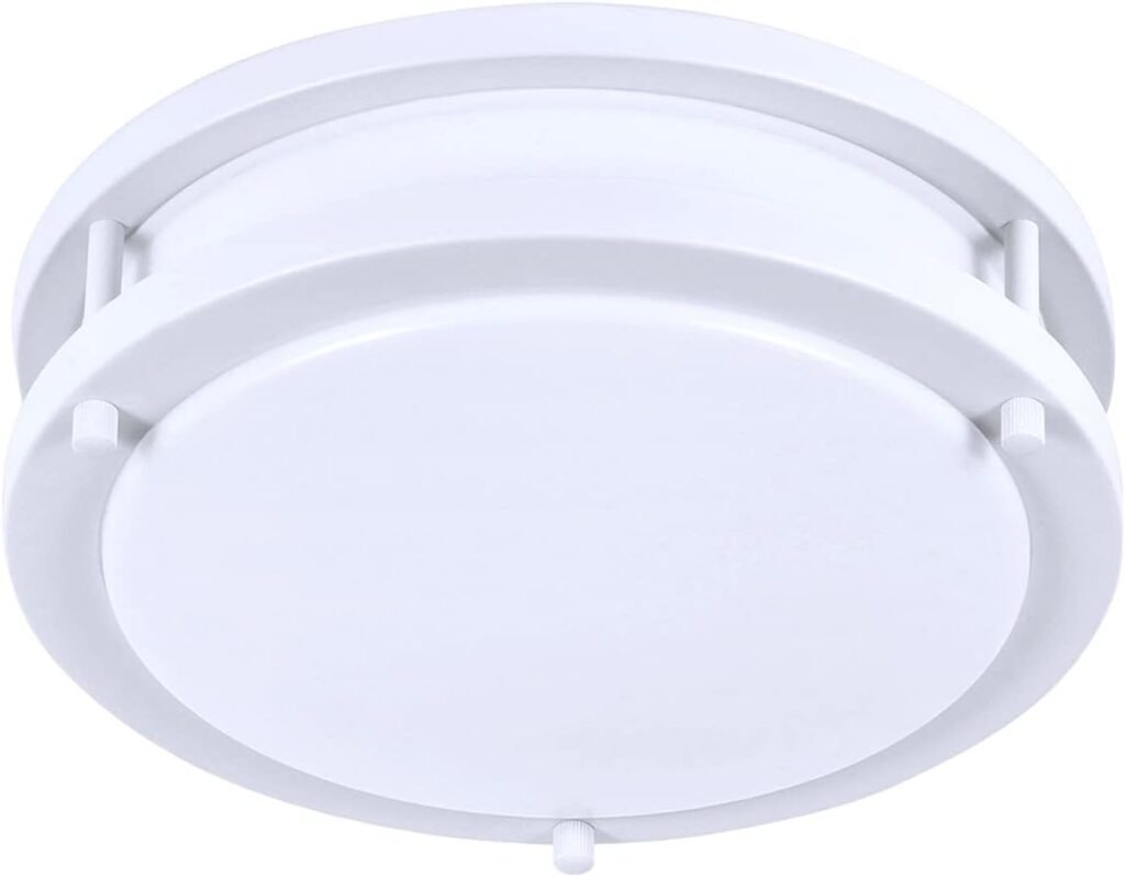 24W LED Ceiling Light Fixture, 10in Flush Mount Light Fixture, Ceiling Lights for Bedroom, Kitchen, Bathroom, Hallway, Stairwell, Super Bright 2200 Lumens, 5000K Daylight White (White)