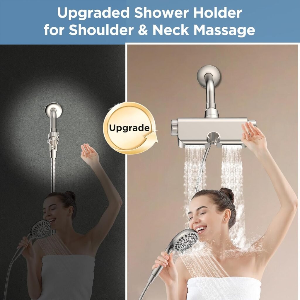 Filtered Shower Head with Handheld Combo - Dual 2-in-1 Spa System with Massage Shower Head and 10 Modes Hand Held Shower Head, High Pressure, Built in Power Wash Mode (Chrome)