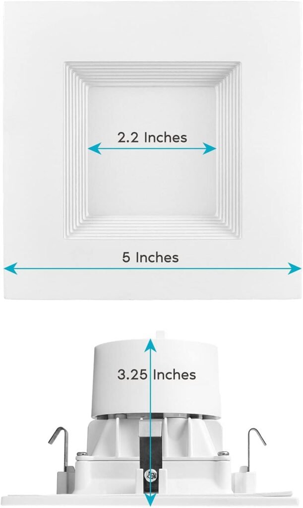 LUXRITE 4 Inch Square Recessed LED Can Lights, Color Temperature Selectable 2700K | 3000K | 3500K | 4000K | 5000K, Dimmable Recessed Lights, 750 Lumens, Energy Star, Wet Rated, Baffle Trim (4 Pack)