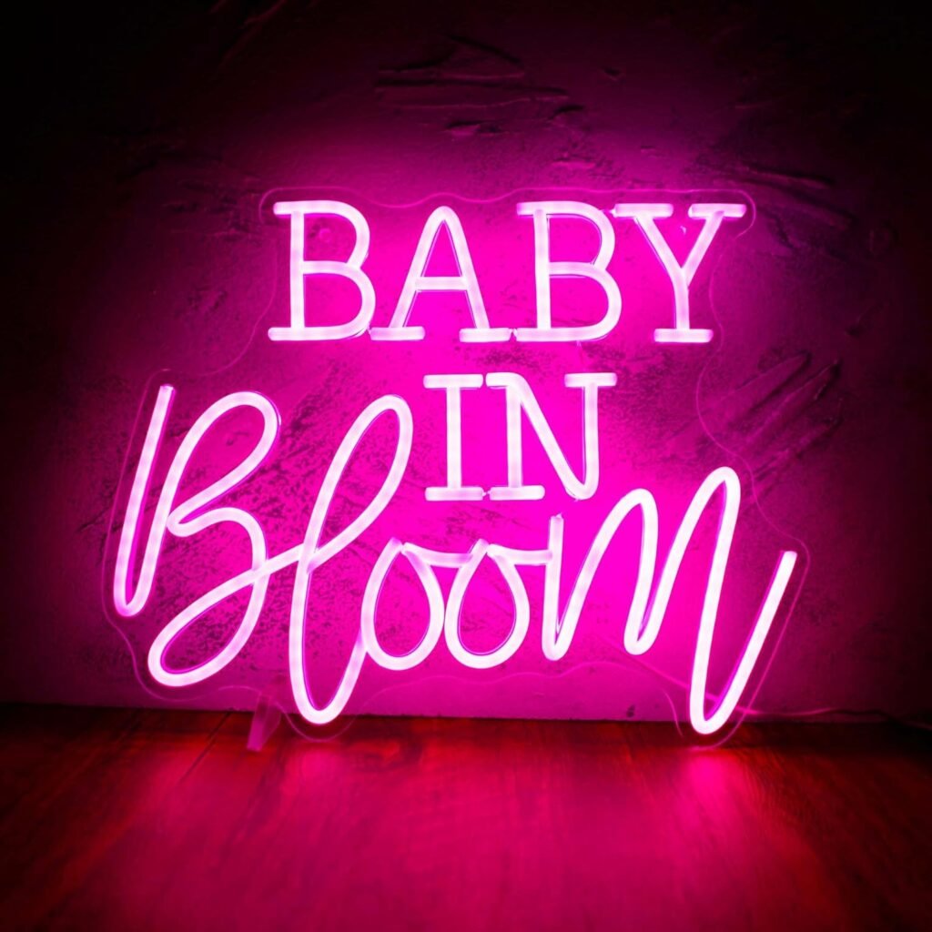 Baby in Bloom Neon Signs for Wall Decor, LED Pink Baby Shower Light up Welcome Sign, USB Powered for Bedroom Club Bar Party Room Decor Aesthetic Wedding Birthday Party Gift(12.5 * 15.7)