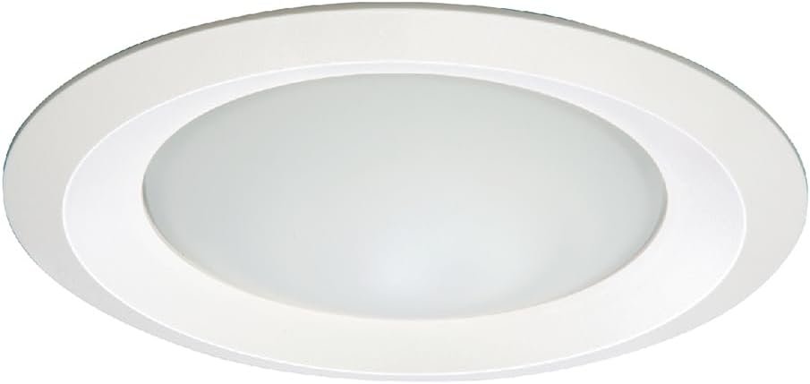 HALO E26 Series 6 in. White Recessed Ceiling Light Fixture Trim with Frosted Glass Lens, Wet Rated Shower Light