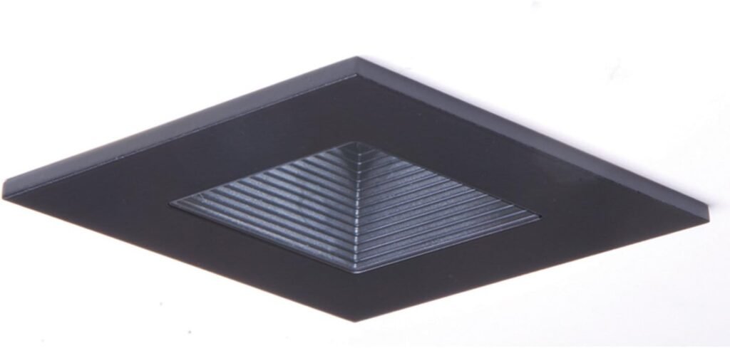 HALO Recessed 3012BKBB 3-Inch 15-Degree Trim Lensed Square Shower Light with Baffle for use with H36 and H38 housings, Black (No Bulbs Included)