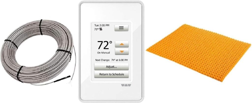Schluter Ditra Signature Floor Heating Kit -134 Square Feet- Includes Touchscreen Programmable Thermostat, Heat Membrane, Heat Cable DHEHK120134, Safe Installation Tools, Heat Enhancing Additive