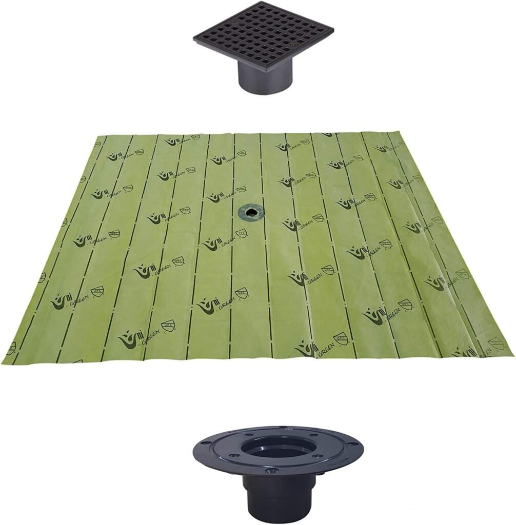 Shower Pan Liner Kits 6X7 with Drain Matte Black