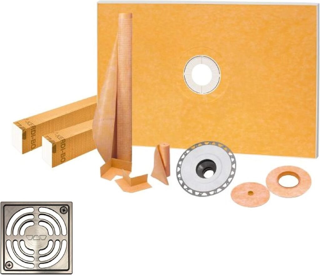 Schluter Kerdi 48-Inch X 72-Inch Shower Kit with Brushed Nickel Anodized Drain